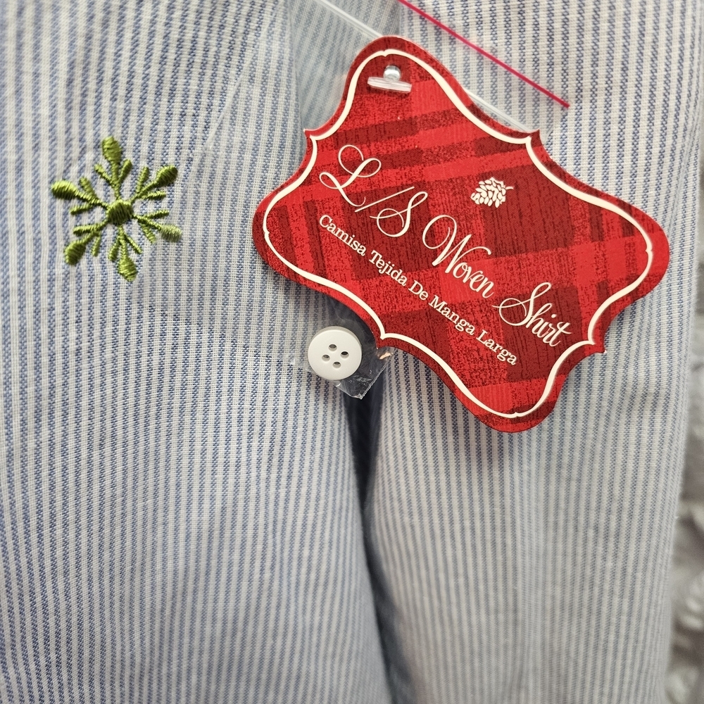 Holiday Embroidered Penguin Skating Shirt Woman’s Medium Button Down Long Sleeve - Picture 8 of 16